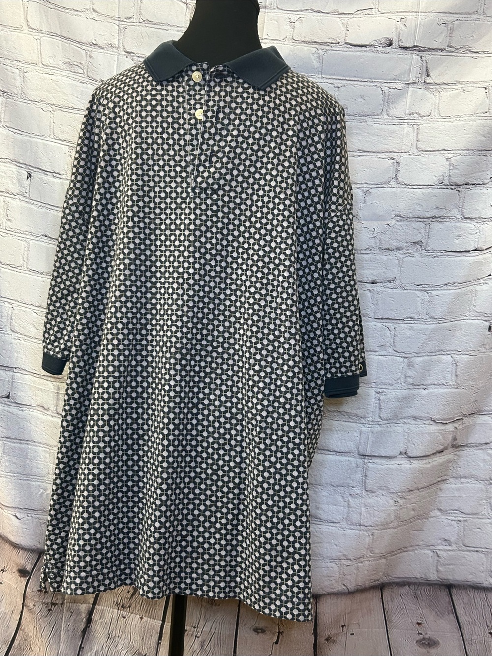 Dockers Black and White Geometric Polo Shirt